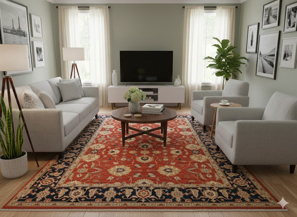 Sultanabad 100% wool Oriental Rug, size 8'7" x 12'1"