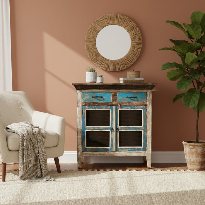 La Boca Blue 2 Drawer Cabinet