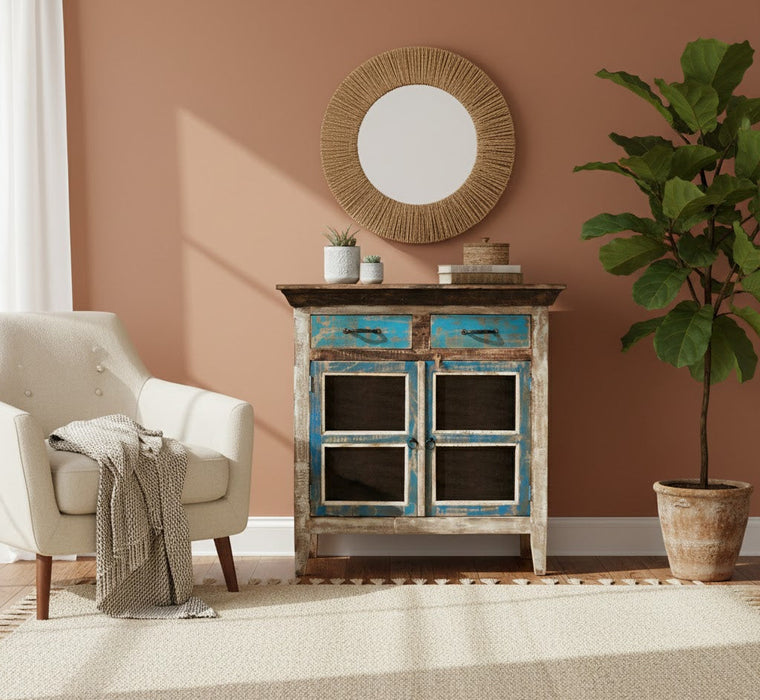 La Boca Blue 2 Drawer Cabinet