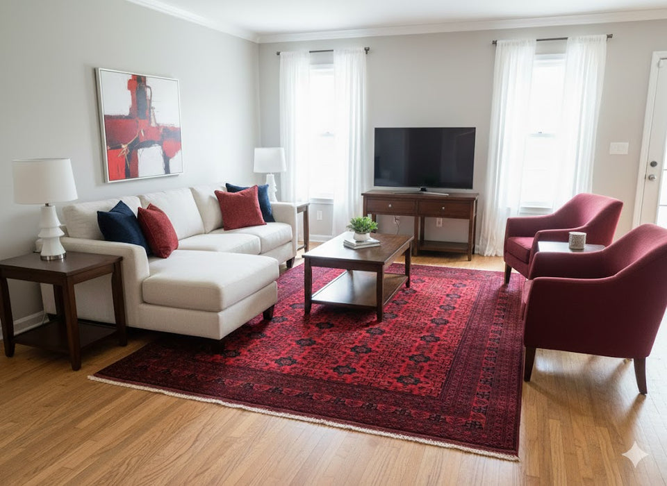 Terkaman Tribal Afghan Oriental Rug, size 8' 5"x 11' 7" (C)