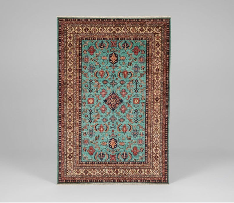 Hand-Knotted Vegetable Dye Kazak Rug from Pakistan, size 10" x 13"