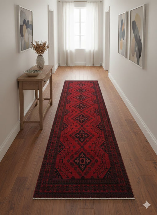 Terkaman Tribal Afghan Oriental Rug, size 2' 10" x 9' 5"  (C)