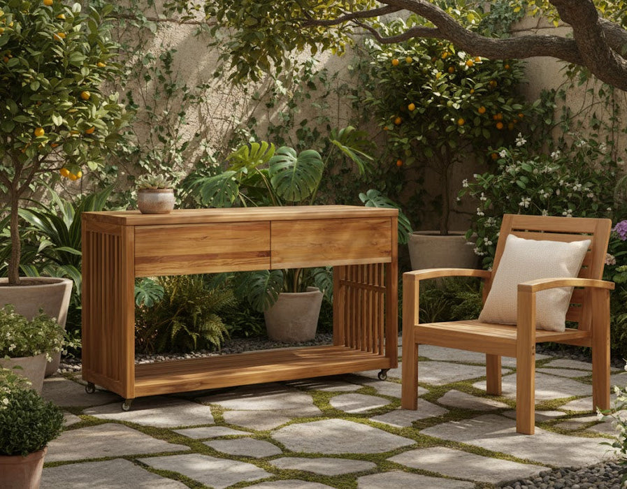 Paradiso Outdoor Teak Natural Kitchen Island
