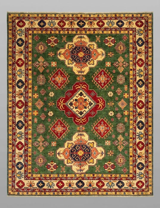Hand-Knotted Vegetable Dye Kazak Rug from Pakistan, 8' 4 x 8' 0"