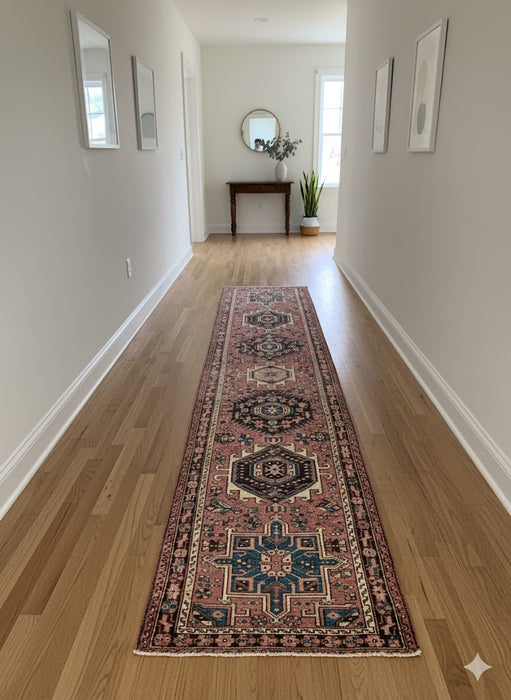 Timeless Beauty, Woven by Hand. Antique Persian Heriz Rug, size 2' 9" x 10' 11"