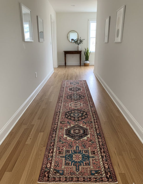 Timeless Beauty, Woven by Hand. Antique Persian Heriz Rug, size 2' 9" x 10' 11"