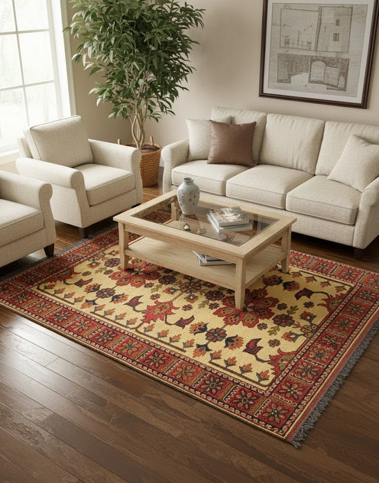 Terkaman Tribal Afghan Oriental Rug, size 4' 2" x 5' 10"