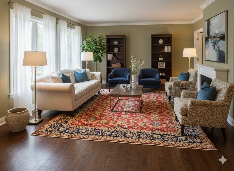 Sultanabad 100% wool Hand Made Rug, 8' 1" x 10' 5" (P)