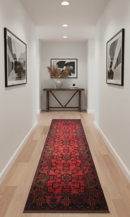 Terkaman Tribal Afghan Oriental Rug, size 2' 9"x 9' 7"  (C)