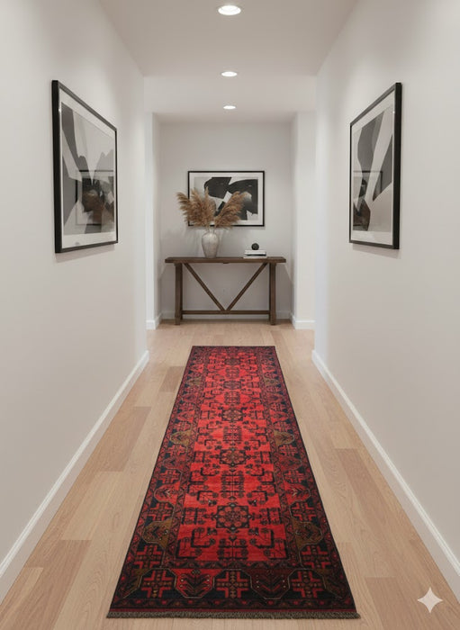 Terkaman Tribal Afghan Oriental Rug, size 2' 9"x 9' 7"  (C)