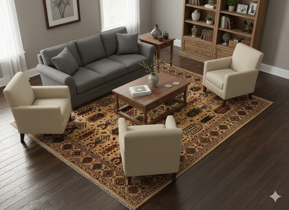 Hand-Knotted Bakhtiar Vegetable-Dyed Wool Rug,: 8' 1" x 10' 1"