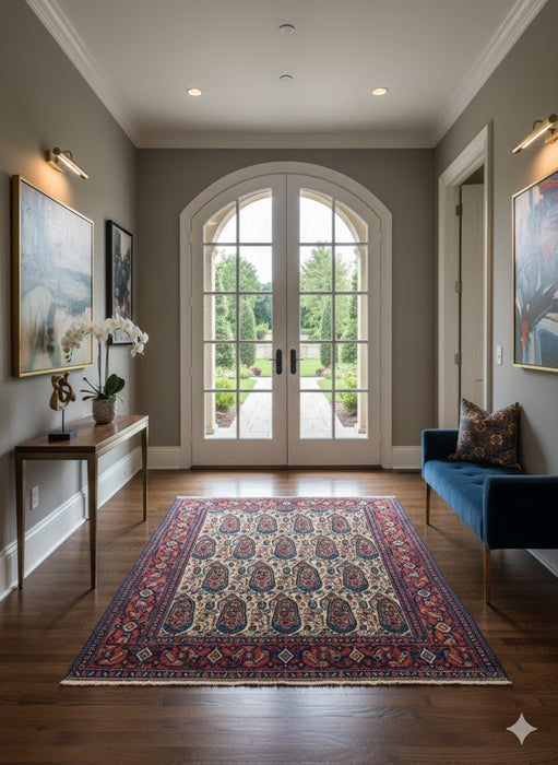 Timeless Beauty, Woven by Hand. Antique Persian Senna Rug, size 3' 6" x 4' 4" (F)