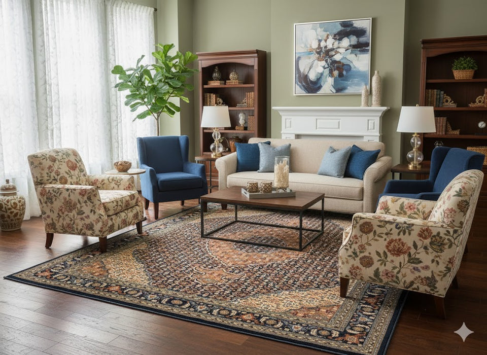 Exquisite 100% Silk Persian Design Rug – Elegant and Luxurious, 8' x 10' (H)