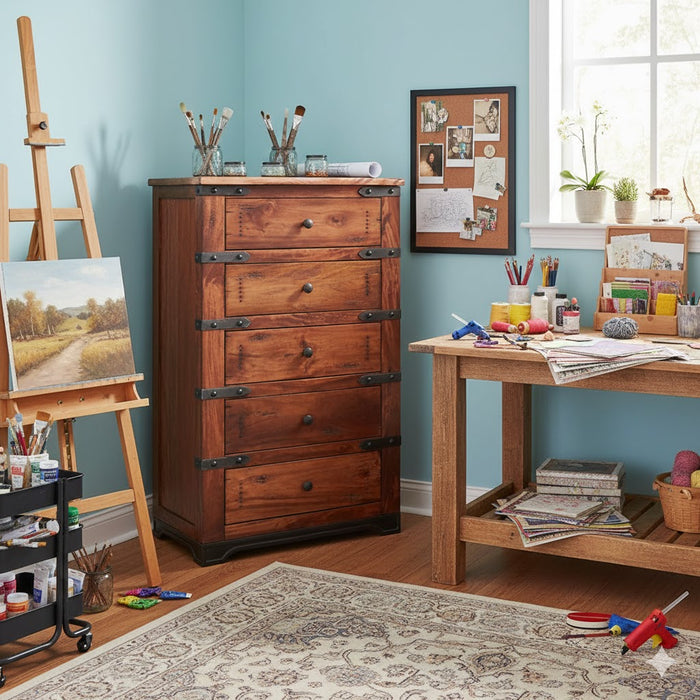 Crafters and Weavers Granville Parota 5 Drawer Dresser Crafters and Weavers Granville Parota 5 Drawer Dresser
