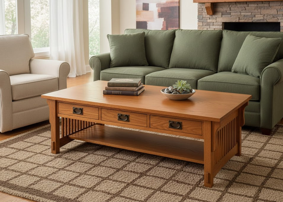 Mission Crofter Style 6 Drawer Coffee Table