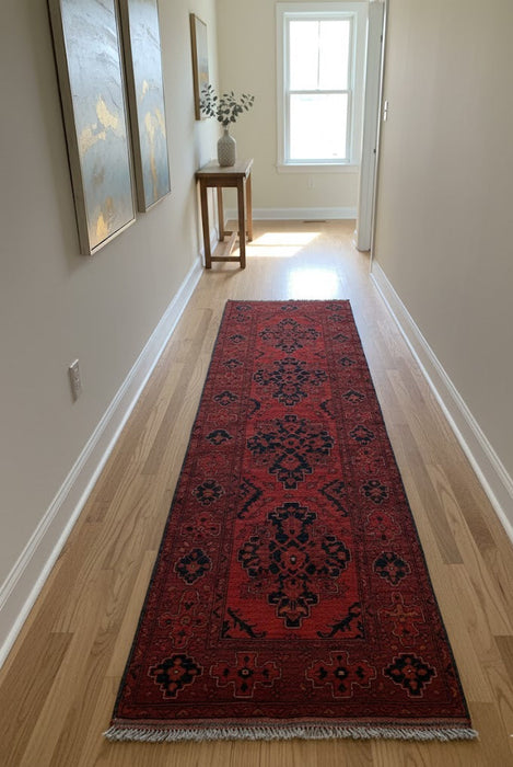 Terkaman Tribal Afghan Oriental Rug, size 2' 9" x 9' 6" (C)