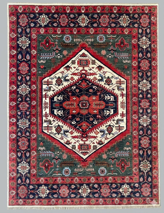 Hand-Knotted Heriz Vegetable-Dyed Wool Rug, 9' 1" x 12' 2"