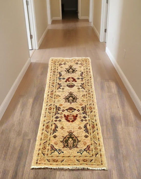 Hand-Knotted Sultanabad Vegetable-Dyed Wool Rug, 1' 9" x 4' 10"