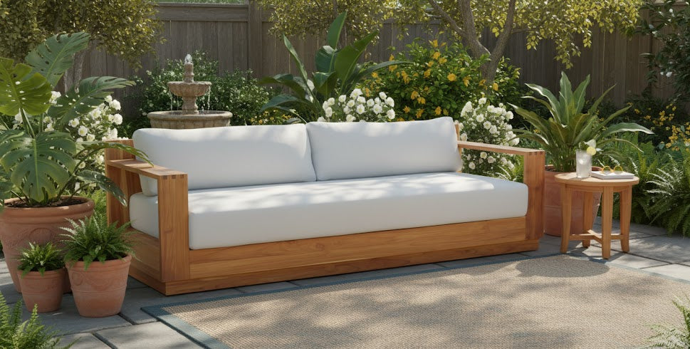 Paradiso Outdoor Teak Wood Sofa - 84" Premium Plantation Teak Natural Finish