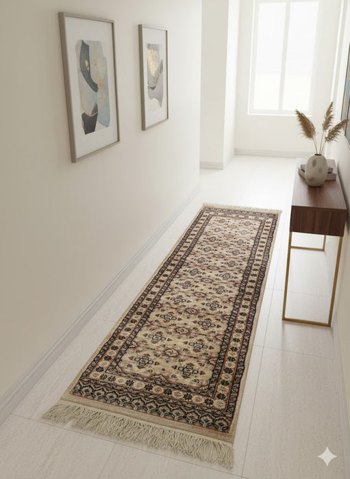 Hand-Knotted Pakistani Wool Rug, Tribal/Floral Design, 2" x 6"  (N)