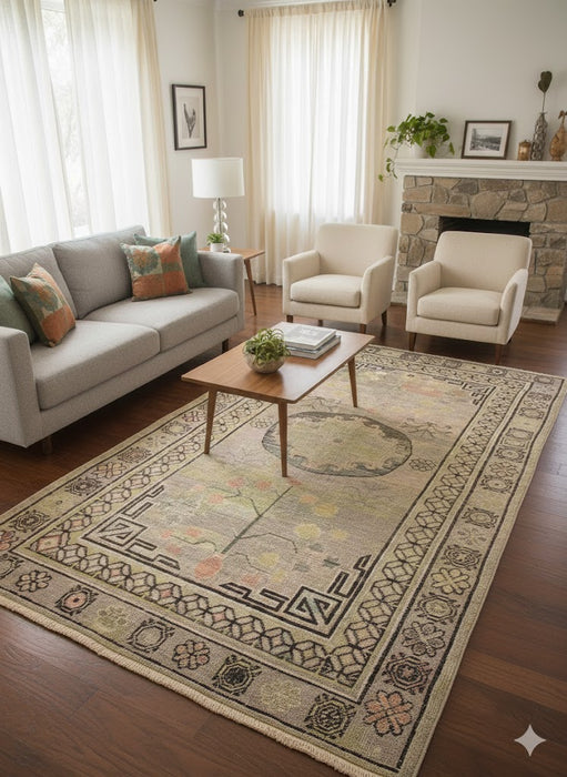 Antique Khotan Samarkand Rug, circa 1910's, size 4' 10" x 9' 4"