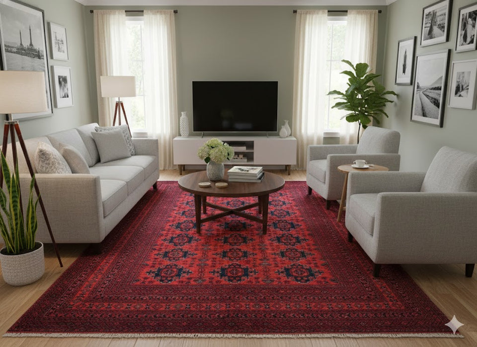 Terkaman Tribal Afghan Oriental Rug, 8' 5" x 11' 2" (C)