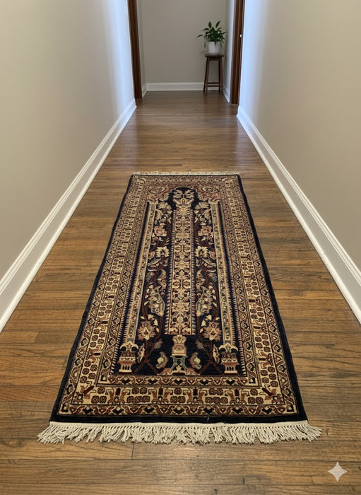 Hand-Knotted Pakistani Wool Rug, Tribal/Floral Design, 2' 5" x 5' 8" (N) Double