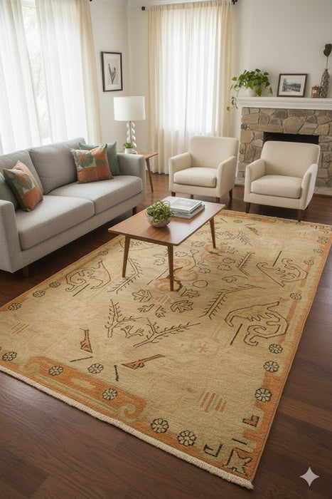 Antique Khotan Samarkand Rug, circa 1910's, size 4' 9" x 9' 9"