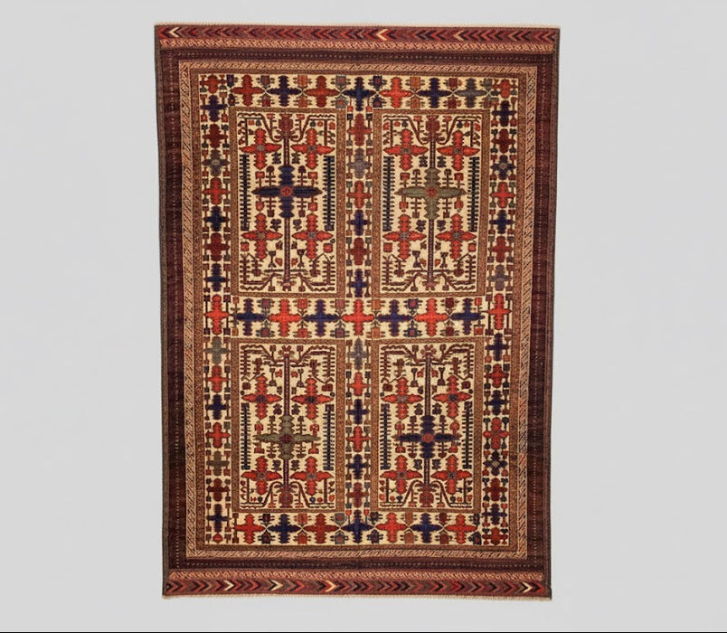 Terkaman Tribal Afghan Oriental Rug, size 9' 7" x 12' 6"  (C)