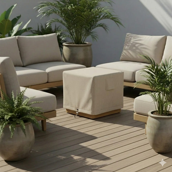 Alpine Teak Collection Rope Design End Table - BEIGE