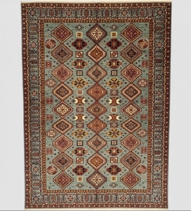 Hand-Knotted Vegetable Dye Kazak Rug from Pakistan, 9' 5" x 12' 9"