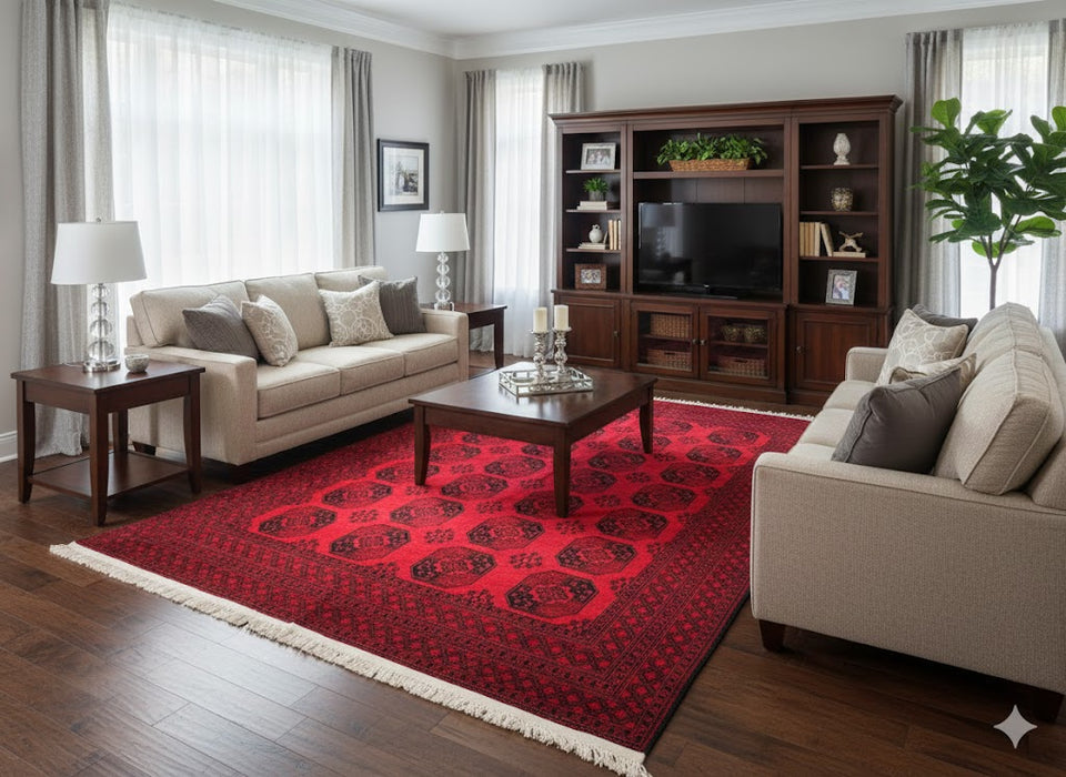 Terkaman Tribal Afghan Oriental Rug, 8' 8" x 11' 3" (C) Fielpa