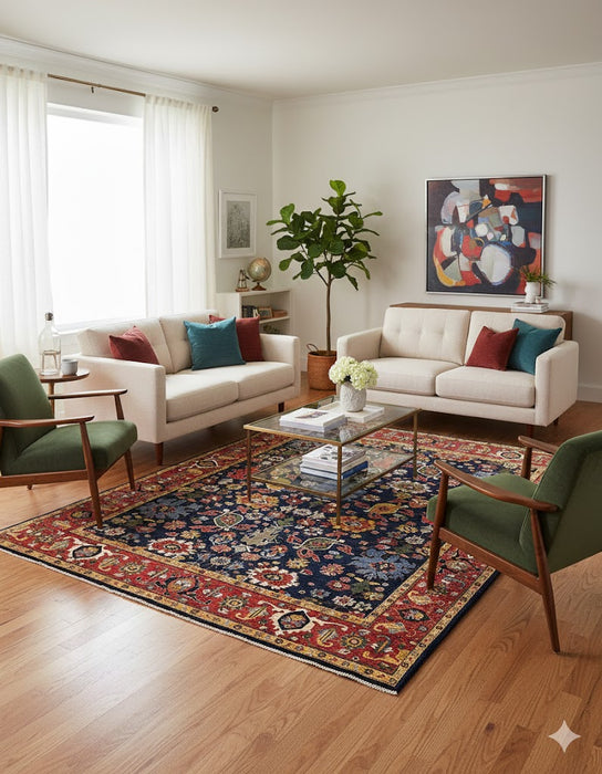 Hand-Knotted Sultanabad Vegetable-Dyed Wool Rug, 5' x 6' 7"