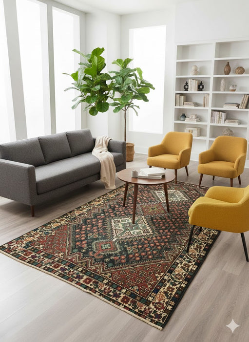 Timeless Beauty, Woven by Hand. Antique Persian Afshar  Rug, size 5' 4" x 9' 9"  (F)