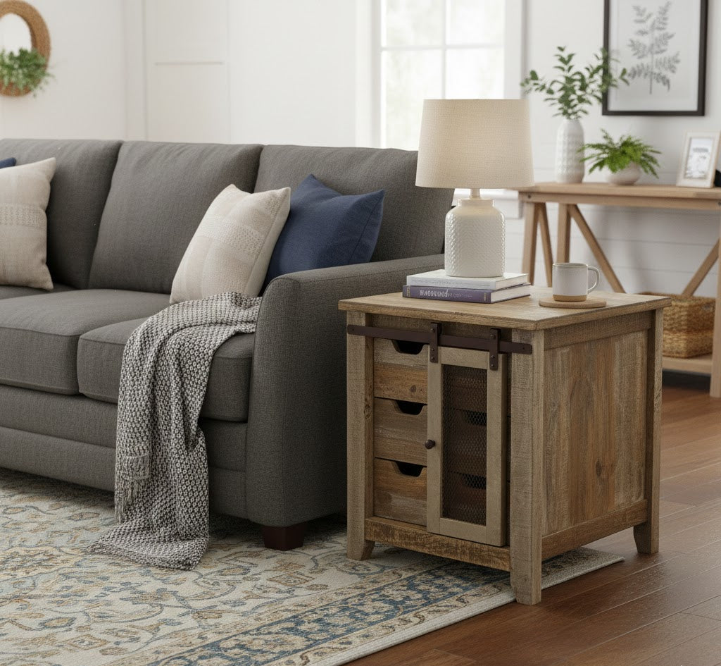Buy Bayshore Sliding Door / 3 Drawer End Table Online in the USA