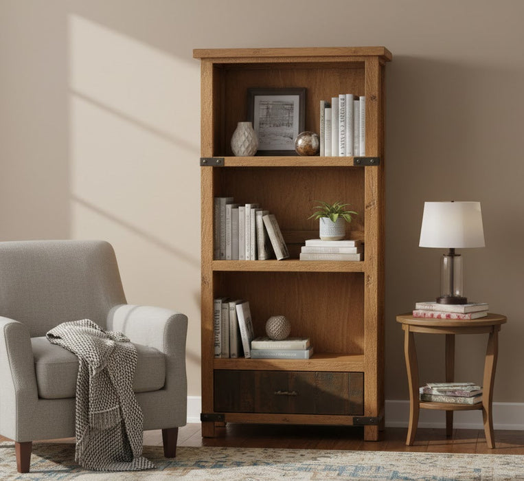 Marrone Bookcase with Drawer - 72"H