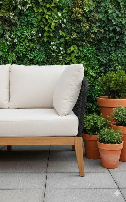 Cypress Teak Wood Sofa with Black Color Rope Design