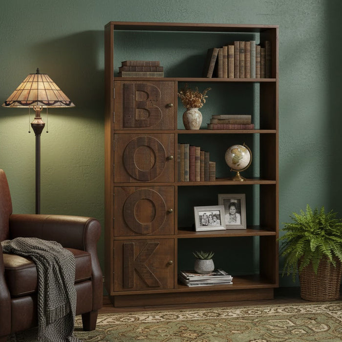 Crafters and Weavers "Book" Bookcase - Rustic Brown