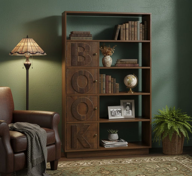 Crafters and Weavers "Book" Bookcase - Rustic Brown
