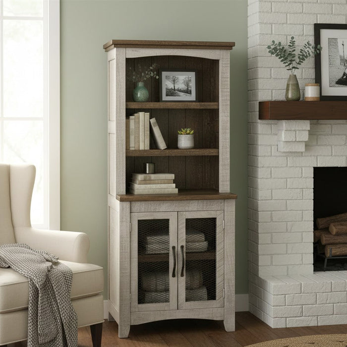 Greenview Mesh Door Bookcase - Distressed Gray