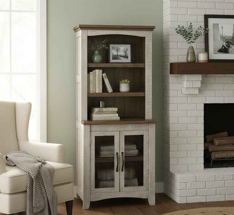 Greenview Mesh Door Bookcase - Distressed Gray