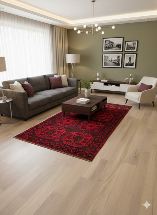 Terkaman Tribal Afghan Oriental Rug, size 4" x 7' 7"  (C) fielpa