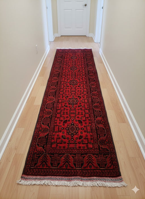 Terkaman Tribal Afghan Oriental Rug, size 2' 7" x 9' 6"  (C)