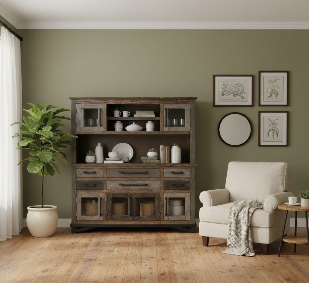 Buy Greenview Rustic Farmhouse Loft Sideboard / Hutch in the USA