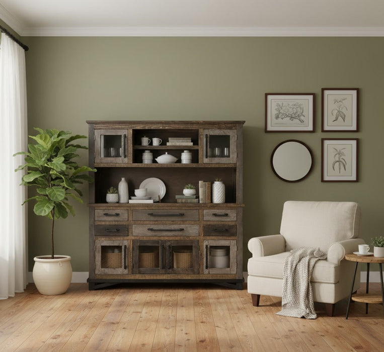 Greenview Rustic Farmhouse Loft Sideboard / Hutch