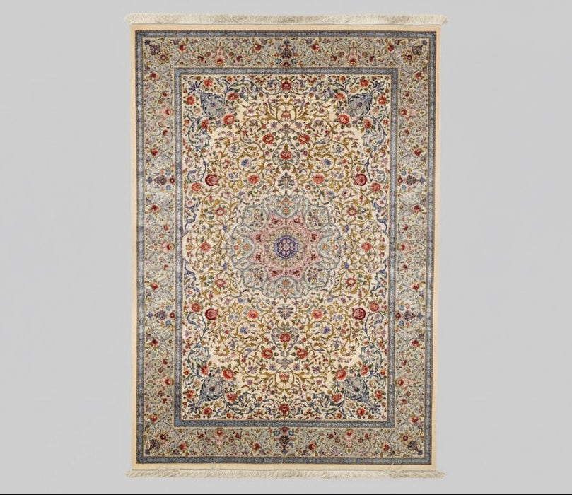 Exquisite 100% Silk Persian Design Rug – Elegant and Luxurious, size 6' 7" x 9' 10"