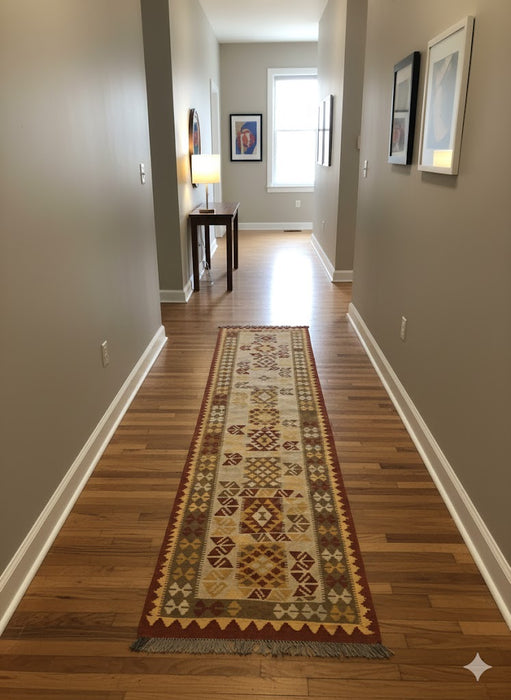 Afghan Kilim Handwoven flatweave Rug – size 2' 8" x 12' 6"