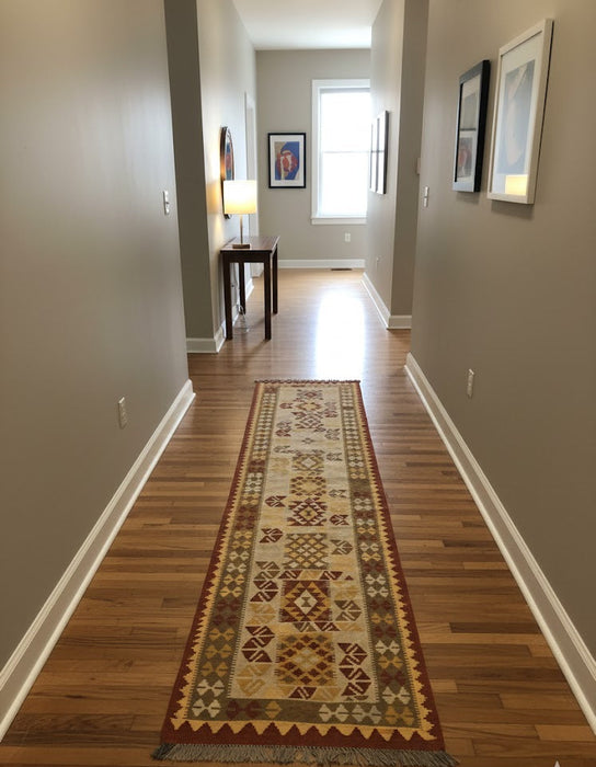 Afghan Kilim Handwoven flatweave Rug – size 2' 8" x 12' 6"