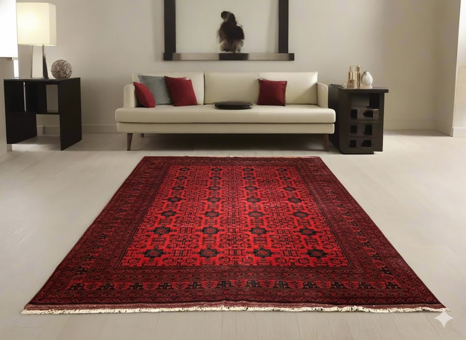 Terkaman Tribal Afghan Oriental Rug, size 8' 5" x 11' 6" (C)