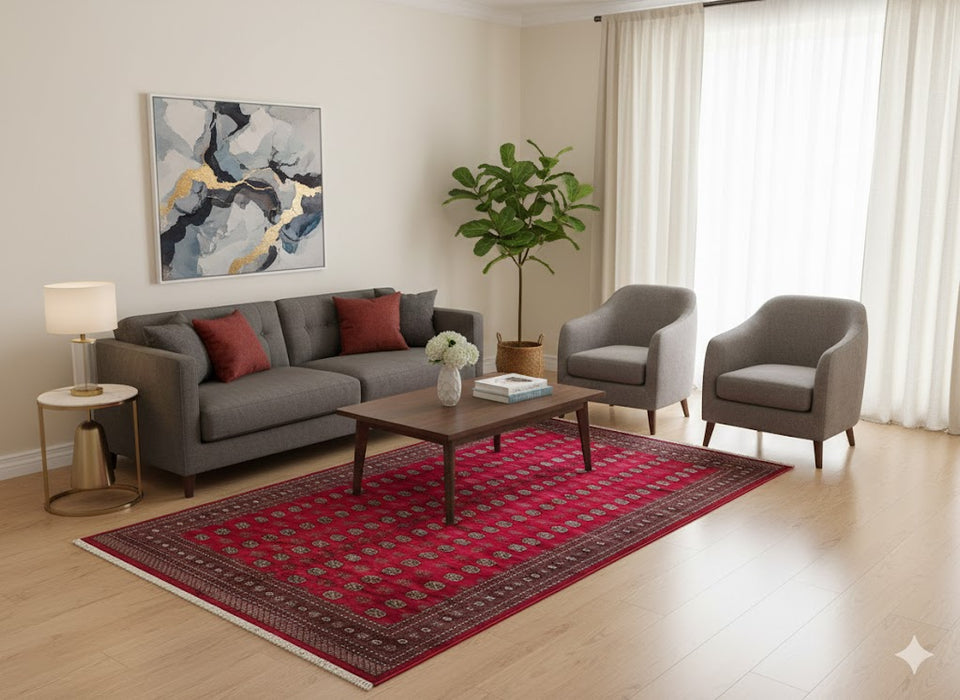 Hand-Knotted Pakistani Bokhara Rug – 100% Wool, size 12" x 16"  (M)